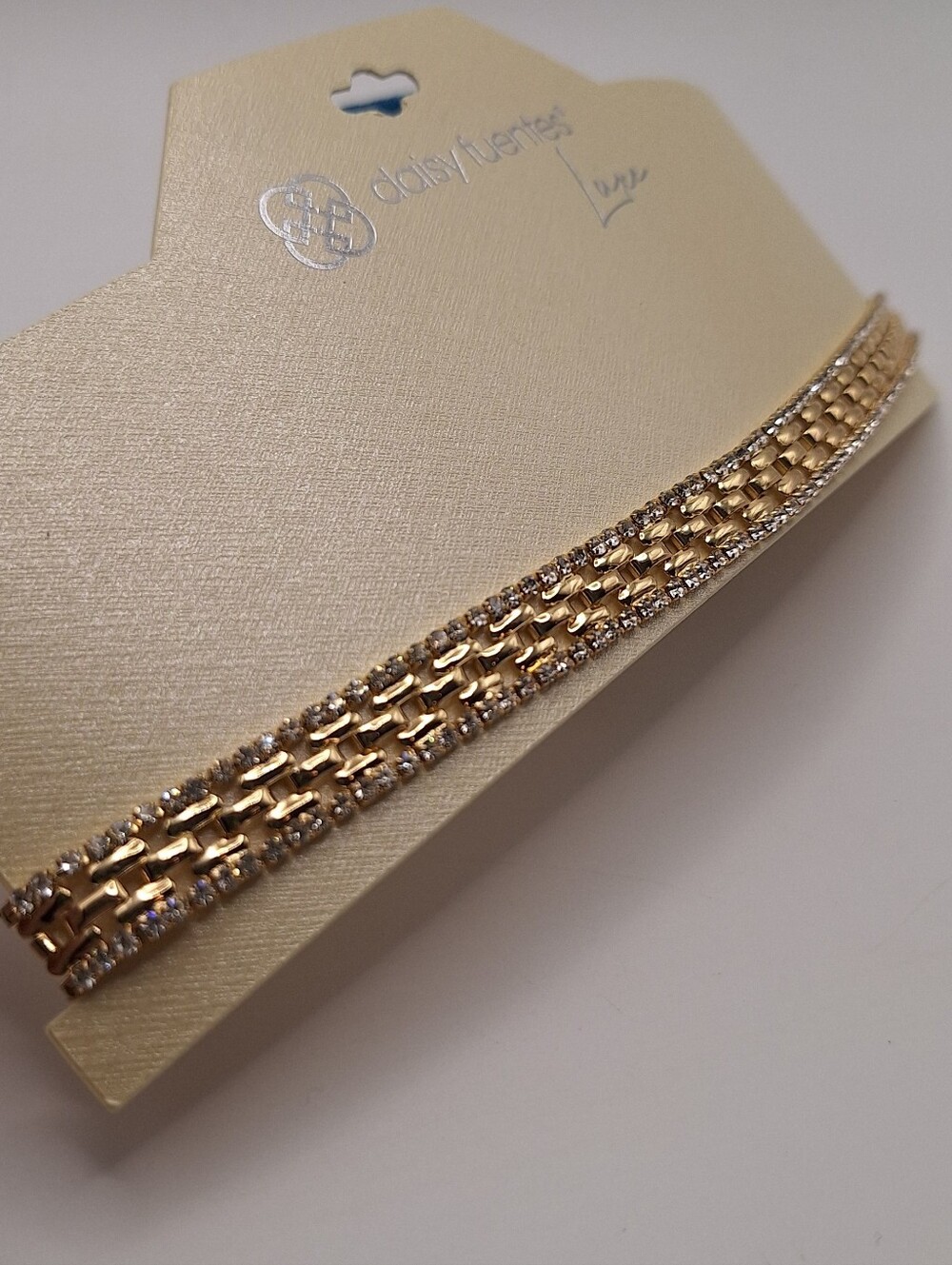 NWT Daisy Fuentes Luxe Gold Rhinestone Chain Choker Necklace
